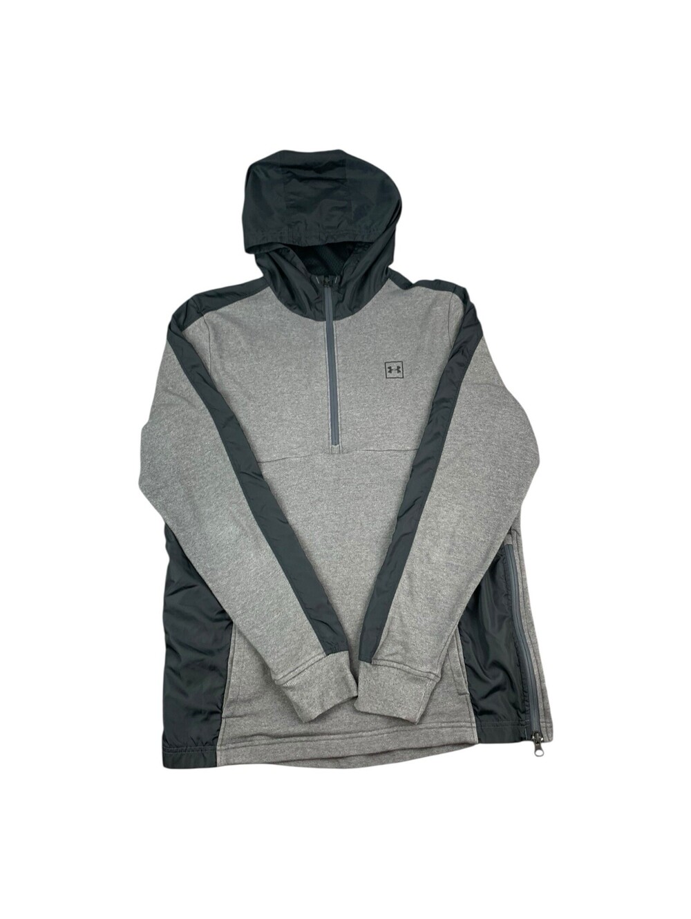 UNDER ARMOUR 1/4 Zip Fleece Long Sleeve Hoodie Gray Loose Fit Men’s Size Medium